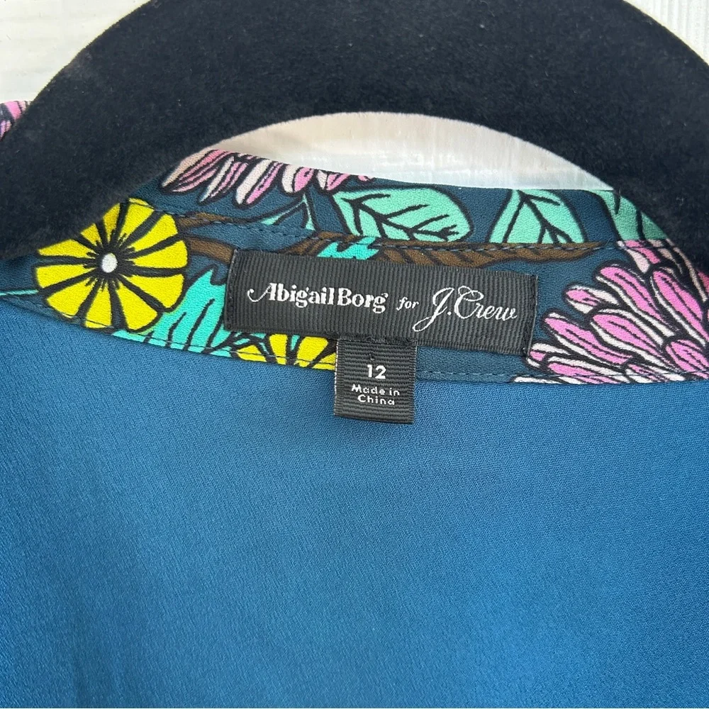 J. Crew Floral Print Dress - Black, Purple, Green - Picture 13 of 14